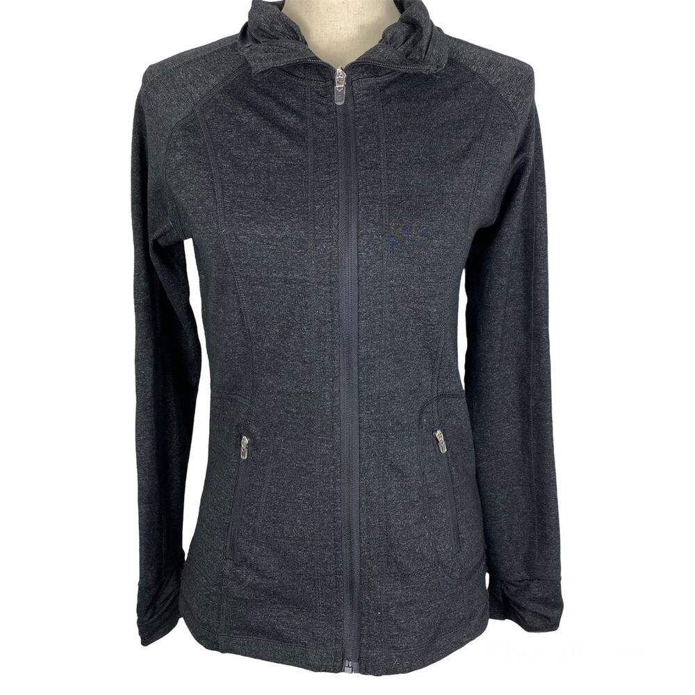 Earth Yoga Lightweight Jacket Dark Gray Full Zip Front Workout 726260 Small
